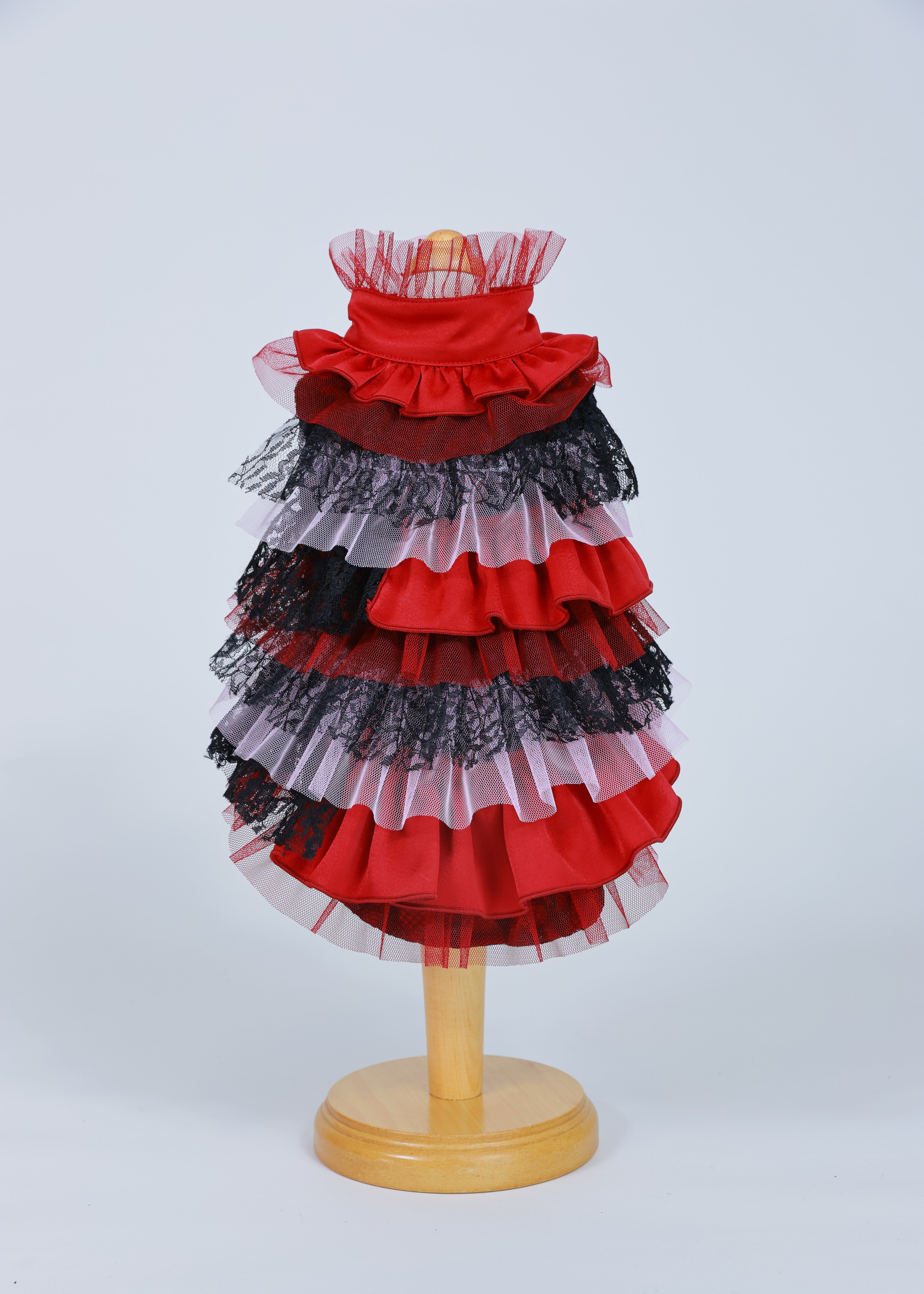 RANDOM RUFFLE DRESS RED